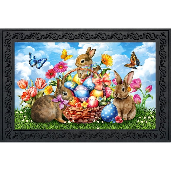 Briarwood Lane Spring Easter Doormat 30x18 Indoor Outdoor Springtime Bunnies For Easter Doormat