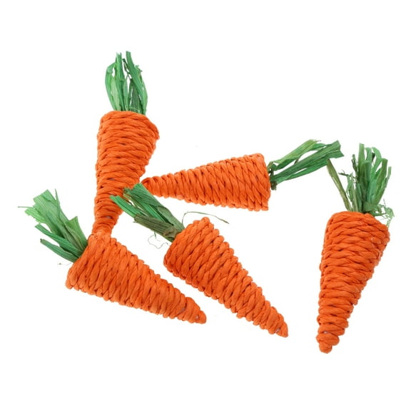 Grass Treat Rabbits Chew Toy Natural Grass Carrot Shape Toy Suitable for Rabbits Small Pet Teeth Care 5Pieces