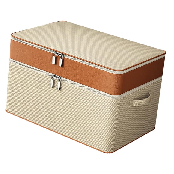 pitrice Sac de Rangement pour Couette Organisateur Boîte de Rangement pour Jouets Pliable Solution de Literie Gain de Place en Cuir PU 2 Couches 70x50x40cm
