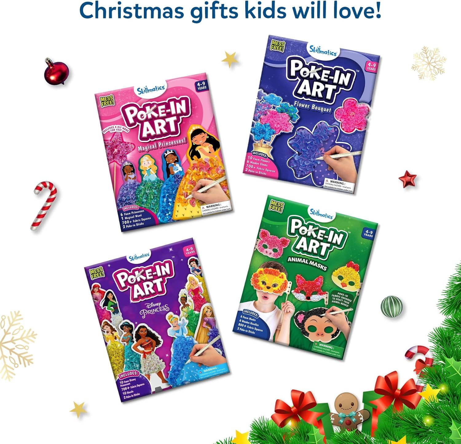 Poke-in Art - Magical Princesses, Mess-Free Fun for Kids, DIY Wood Craft Kits, Creative Activity, Christmas Gifts for Girls & Boys Ages 4, 5, 6, 7, 8, 9