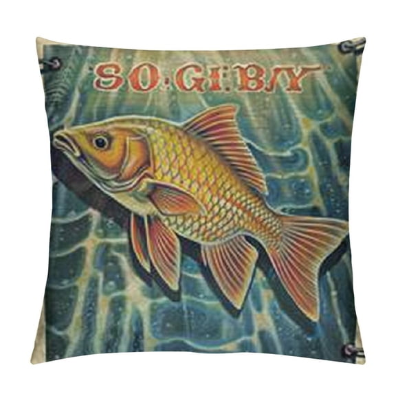 Set o Throw Pillow Covers Fish Fisherman Fishing Rustic Vintage Funny Fear Me Navy Decorative Pillow Cases Home Decor Square Pillowcases