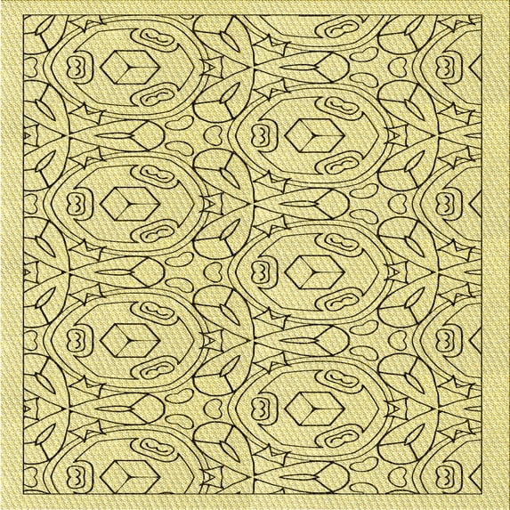 Ahgly Company Indoor Square Patterned Sun Yellow Area Rugs, 4' Square