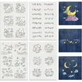thumbnail image 1 of 4 hojas de patrones de bordado solubles en agua, papel de bordado de punto de nube, luna y estrellas, estabilizadores solubles en agua para tallas, camisas, abrigos, bolsos, toallas, 1 of 9