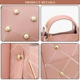 thumbnail image 3 of Women's Fashion Bucket Handbag Purse PU Leather Pearl Top Handle Satchel Bag Elegant Crossbody Shoulder Bag Set 3 Pcs, 3 of 7