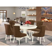 7Pc Dinette Set - Oval Kitchen Table with Butterfly Leaf6 Parson Chairs