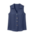 thumbnail image 7 of LEAVINGSUO Tank Tops for Women Summer Casual Solid Color Round Neck Button-Up T-Shirt Blue M, 7 of 7