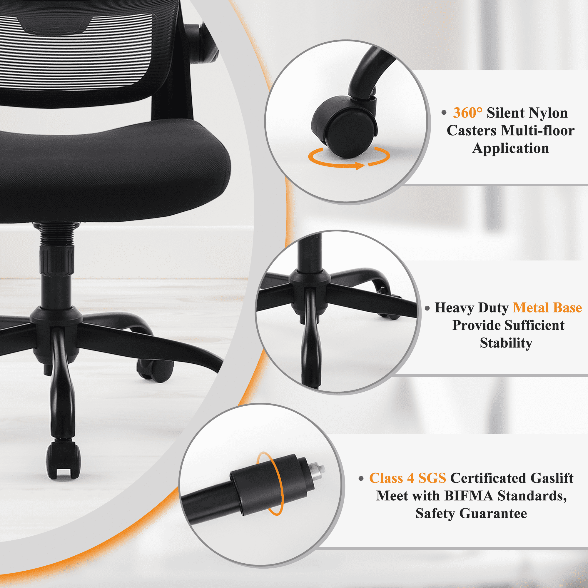 Ergonomic High Back Office Chair Home Office Chair with Armrest Black