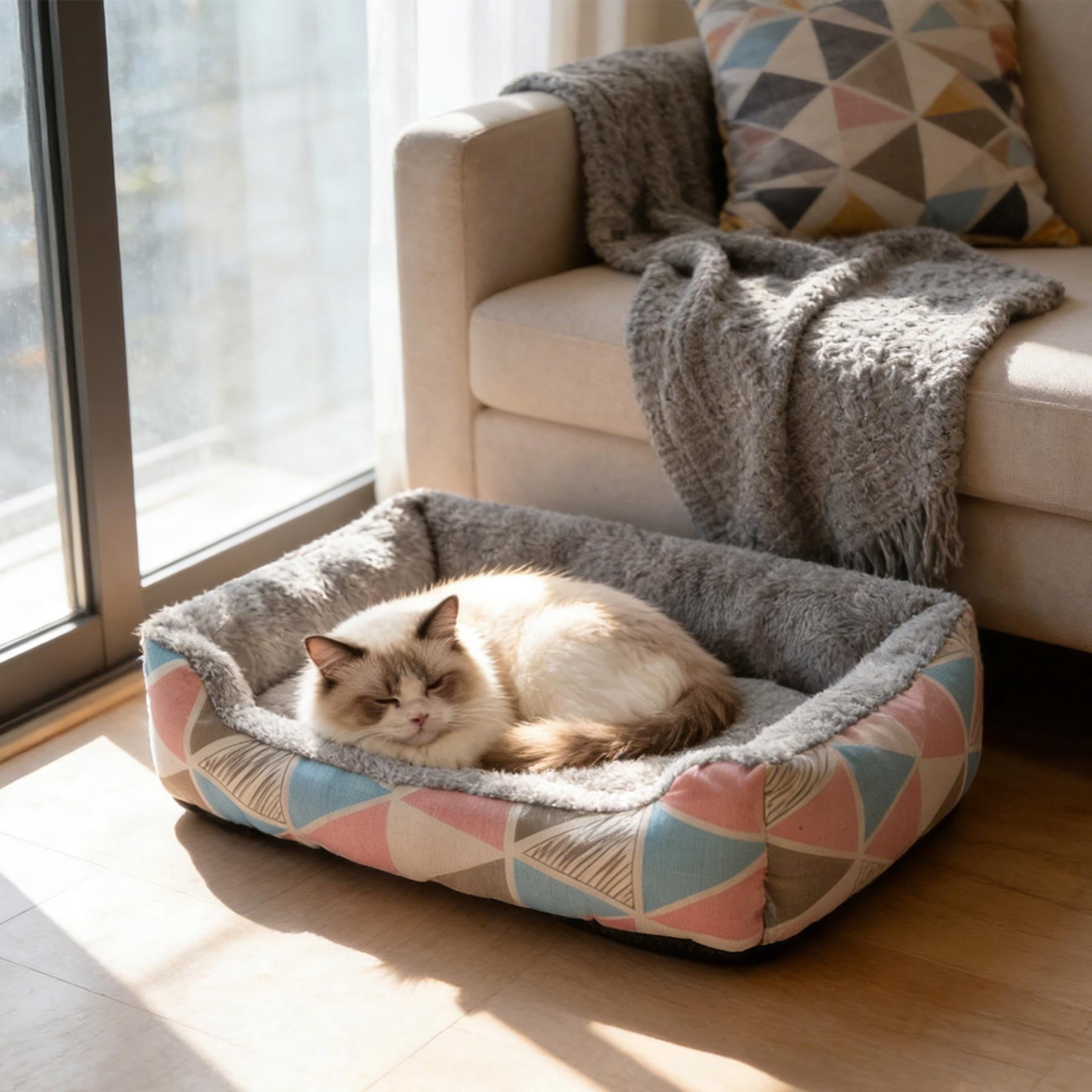 Specollect 4 Pcs Winter-Warm Pet Bed All-Season Dog Cat Bed, Soft Arctic Velvet Plush, Skidproof & Waterproof Base, Cozy Support for Small Large Pets Indoor Use