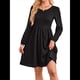 thumbnail image 3 of Vestido de Mujer con Mangas Largas Tipo Farol, Cuello Redondo, Falda Evasé, Moda de Otoño Negro XL, 3 of 7