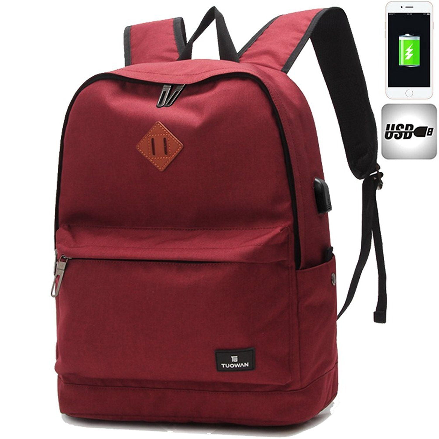 Men Women USB Port Oxford Backpack School Casual Travel Laptop Bag Rucksack by