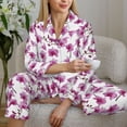 thumbnail image 6 of Honeii Orchids Flowers print Women's Pajama Sets Long Sleeve Button Down Sleepwear Nightwear Soft Pjs Lounge Sets-X-Large, 6 of 7