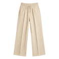 thumbnail image 4 of Gubotare Casual Pants for Girls Girls Plaid Pants Kids Elastic Waist Jogger Pants Lightweight Bottoms with Pockets Size 11-12 (Beige,11-12 Years), 4 of 4