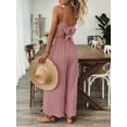 thumbnail image 5 of Zukuco Women's Elegant Sleeveless Jumpsuit - V-Neck Wide Leg Romper with Back Bow, Summer Casual Beachwear Vacation Outfit, M, 5 of 6