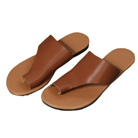 

YanHoo Women s Flip-flops Sandals Vintage Orthopedic Toe Bunion Corrector Slip On Flat Shoe Summer Casual Beach Slipper Sandals
