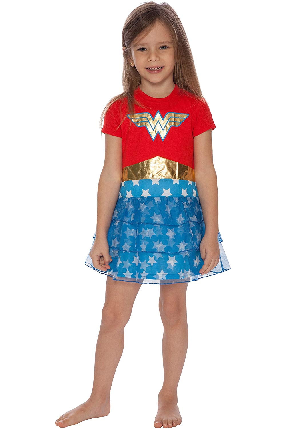 Multi dc comicsDC Comic Girls' Big Wonder Woman Tank Nightgown with Cape 7/8 Marque  