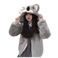 thumbnail image 5 of Warm Winter Plush Zip Hoodie with Cute 3D Cartoon Toy Koala Hat for Girl Women Gray Thick Bear Ears Loose Sweatshirt (Koala,M), 5 of 6