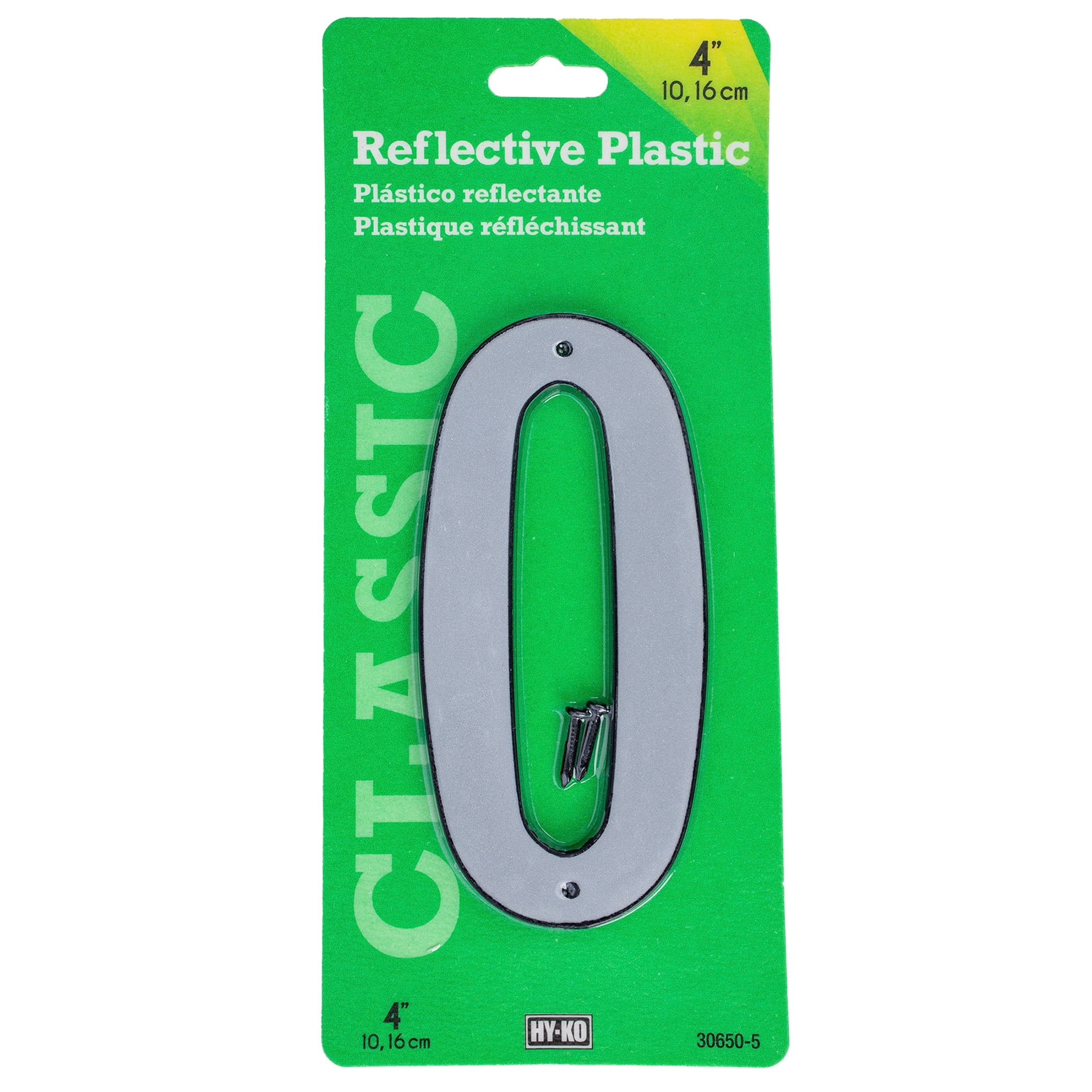 (20 pack) HY-KO 4" Reflective Plastic Modern Number 0