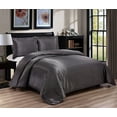 thumbnail image 2 of 7 Piece All Season - Satin Comforter Set (Comforter + Flat Sheet + Fitted Sheet 19'' + 4 Pillowcases) 600 GSM Comforter Sheet Set Wrinkle Fade Free for All Seasons( Queen Size, Dark Gray ), 2 of 3