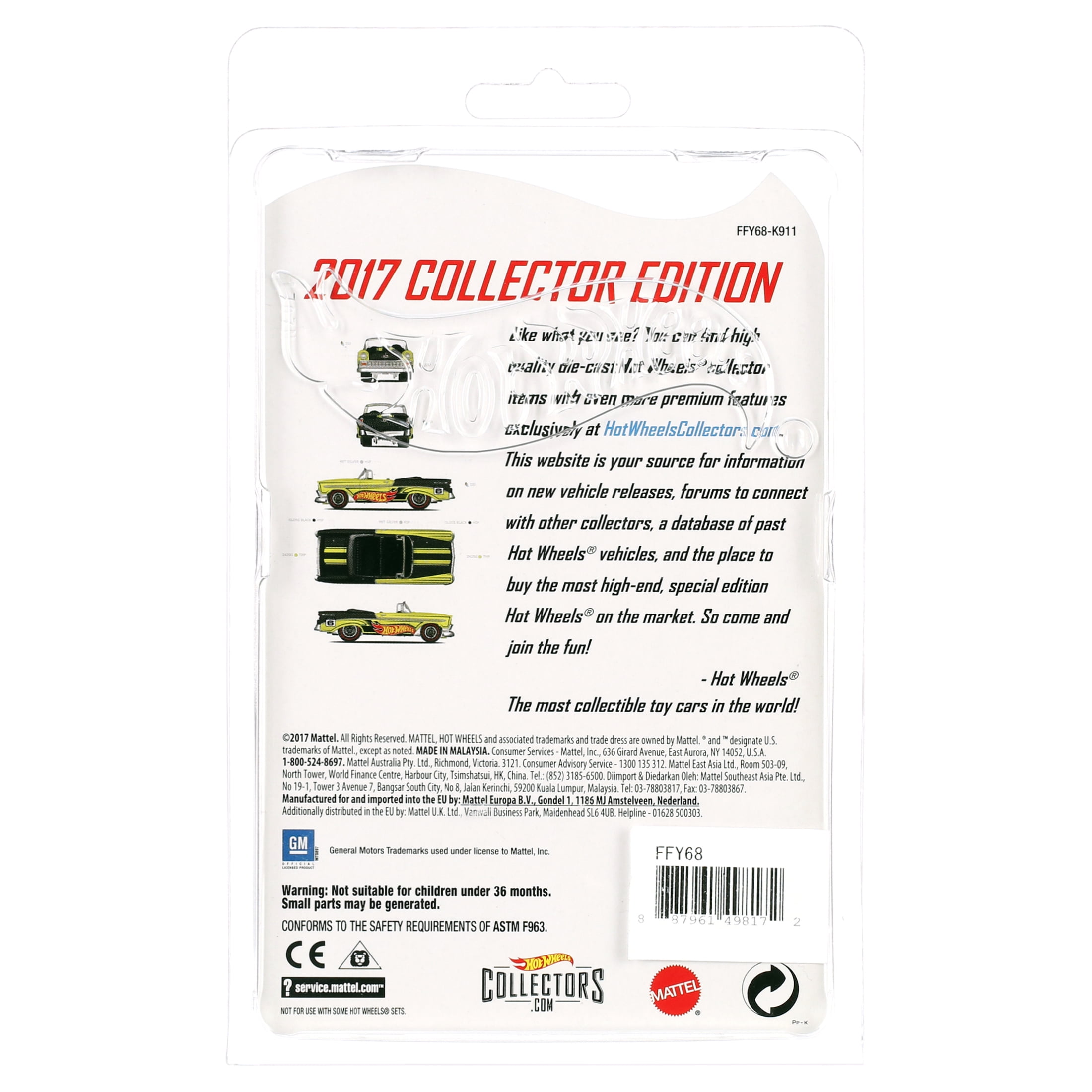 Hot Wheels '56 Chevy Convertible, 1:64 Scale Die-Cast Collectible Toy Car with Authentic Deco
