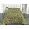thumbnail image 2 of Ambesonne Autumn Leaves Quilted Bedspread Set 3 Pcs, Falling Leafy Branch, Queen, Apple Green Dark Green, 2 of 4