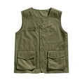 thumbnail image 2 of Blczomt Cotton Mens Summer Tank Tops Sleeveless Work Cargo Vest Green Safari with Pockets Outdoor Shirts, 2 of 4