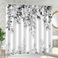 thumbnail image 5 of Dark Gray Eucalyptus Leaves Shower Curtain, Aesthetic Art Watercolor Plant Floral Leaf Bathroom Decor, Waterproof Fabric Shower Curtain Set with Hooks 72x72 Inches, 5 of 5