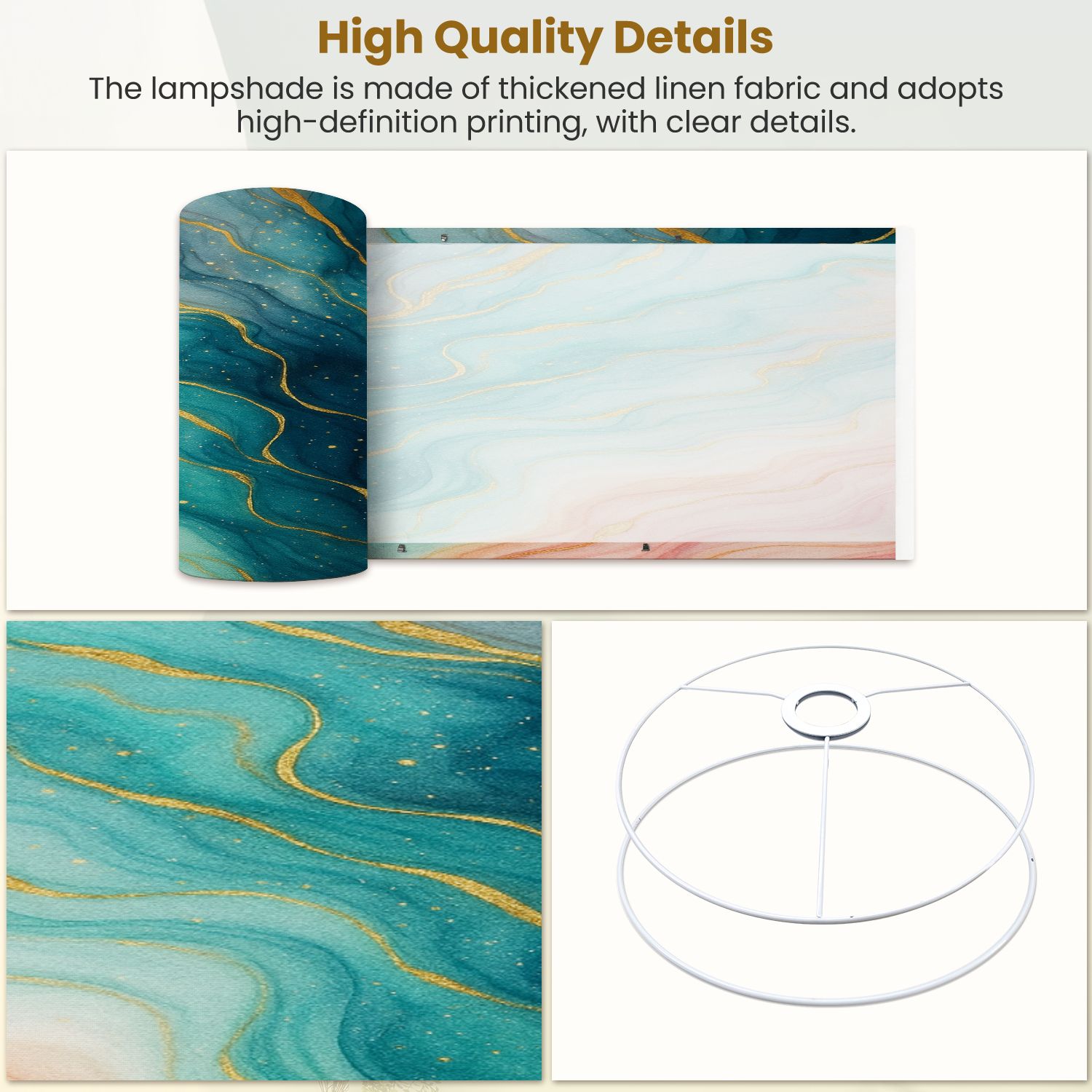 Lampshades 2 Pack Marble Wall poster Abstract pastel pink teal gold white marble alcohol 13"x13"x10" Light Shade for Table Lamps Floor Lamps Drum Lamp Shades Lampshade Replacement Easy Assembly