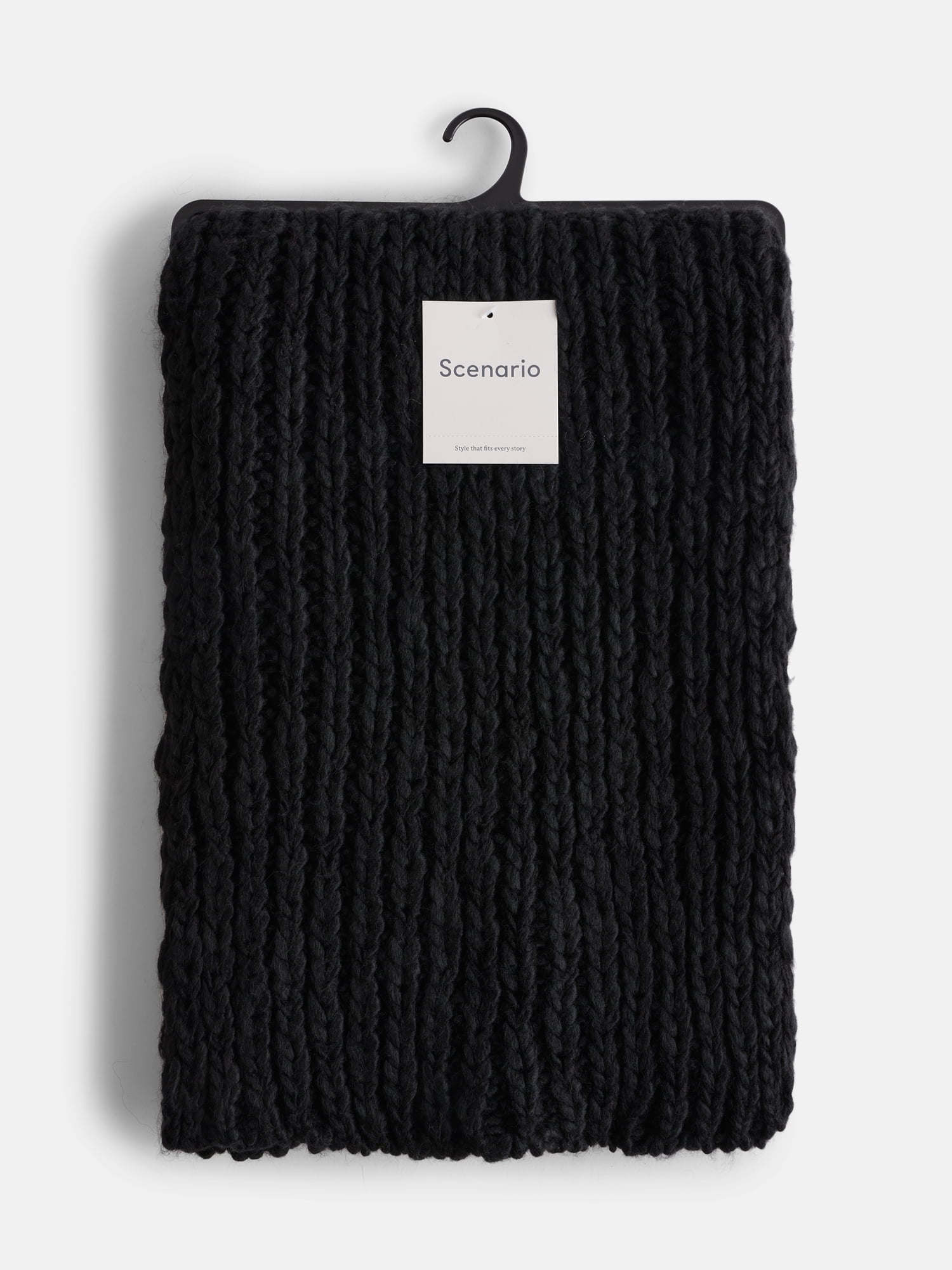 Scenario Women's Chunky Textured Scarf, Black Soot