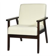 Linon Kinard Lounge Chair, Black Metal Legs with Off-White Sherpa ...