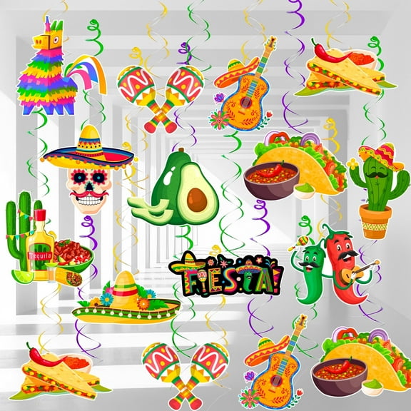 Mexican Fiesta Hanging Swirl Decorations,20pcs Cinco De Mayo Decorations Hanging Swirl/Mexican Party Decorations Swirl/Fiesta Party Hanging Decorations,for Taco Party Mexican Fiesta Party Decorations