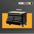 thumbnail image 3 of Rolling Tool Chest Extra-Deep 46In 9-Drawers, Mobile Tool Storage Cabinet/Work Bench with Wooden Top/Power Strip, Equipped with Casters, Handle, Liner, and Locking System, 1200 lbs Capacity, 3 of 13