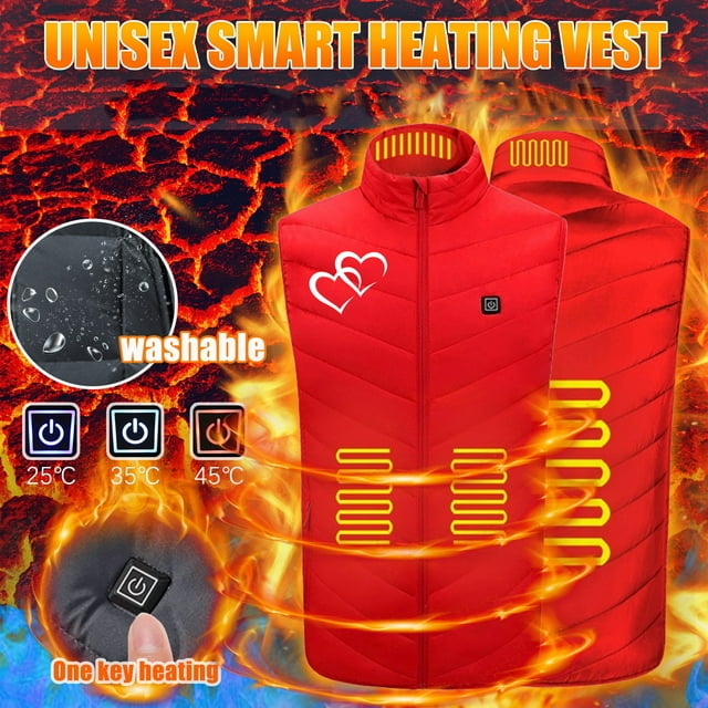 EQWLJWE Gilet Chauffant pour Femmes Rechargeable par Usb Gilet Chauffant Lavable Sans Manches à Imprimé Floral Ski, Camping, Randonnée Gilet Chauffant pour Hommes