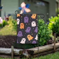 Yayeee Garden Flag 12" x 18" Double Sided Outdoor Yard Lawn Holiday Decorations, Orange Halloween Ghosts