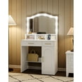 thumbnail image 4 of Vanity Desk with Large Lighted Mirror & Power Outlet, Makeup Vanity Table ,Drawers & Storage Cabinet, 4 of 7