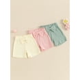 thumbnail image 2 of Bagilaanoe 3 Packs Toddler Baby Girls Shorts Elastic Waist Bottoms Summer Shorts 6M 12M 18M 24M 3T 4T Kids Casual Daily Short Pants, 2 of 7