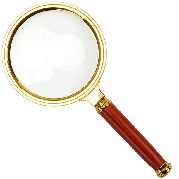 10X Handheld Magnifier Antique Mahogany Handle Magnifier Reading
