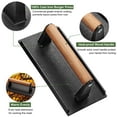 thumbnail image 2 of Burger Press, 8.2" X 4.3" Rectangle Heavy-Duty Cast Iron Smash Bacon Press Meat Steak with Wood Handle for Griddle, Sandwich, 2 of 7