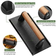 Mibote Burger Press, 2 Pcs Heavy-Duty Cast Iron Smash Bacon Press with Wood Handle for Griddle, Sandwich, Nonstick Pan