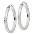 thumbnail image 2 of 14k White Gold 2x3mm Rectangle Tube Hoop 14k White Gold Earrings, 2 of 4