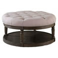 thumbnail image 1 of Best Master Ottoman Rond en Tissu Capitonné Gris Rustique/beige, 1 of 2