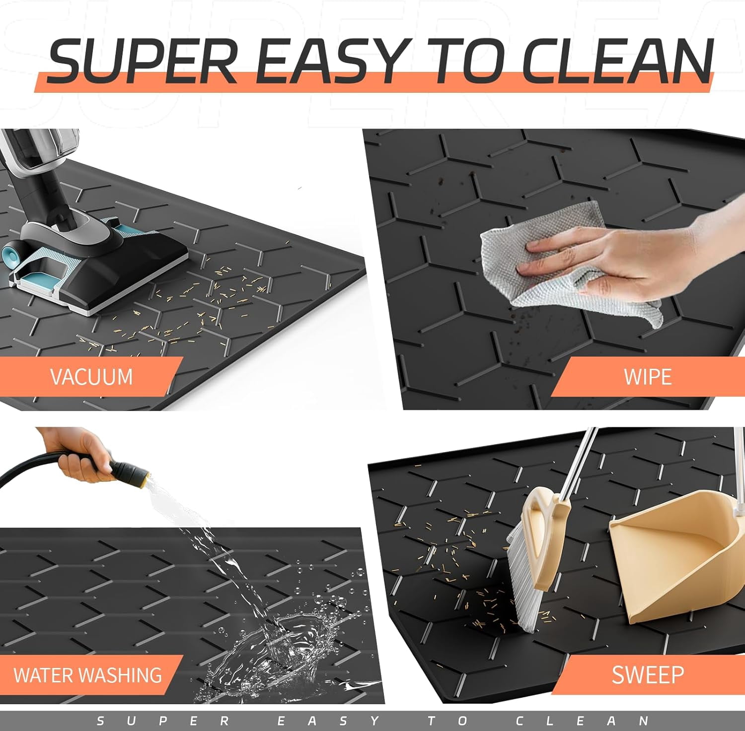 Large Silicone Cat Litter Mat, Waterproof/Urineproof, Litter Recycling, Easy to Clean, Soft on Kitty Paws (22"X34"- Black)