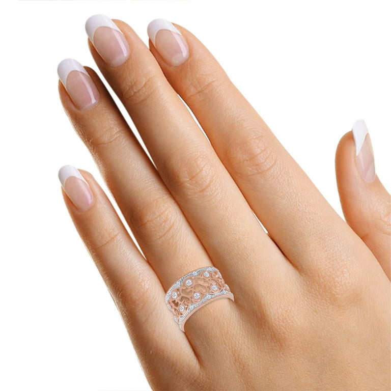 YL Rose Infinity Ring – 925 Sterling Silver With Cubic Zirconia, 18K Rose Gold Plated Flower Jewelry For Women | Size 8, Hypoallergenic
