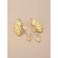 thumbnail image 7 of SNGIA 18K Gold Plated Statement Dangle Earrings for Women, Fan Leaf Design, Gold Tone, 7 of 7