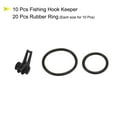 thumbnail image 3 of Uxcell 0.63 x 0.37 x 0.35 inch Plastic Fishing Hook Keeper Holder with 2 Size Rubber Rings Black 10 Pack, 3 of 5