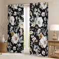 thumbnail image 2 of jejeloiu Rustic Flowers Curtains Pack of 2 (42x84 Each),Vintage Ink Aesthetic Curtains Blackout,White Black Bedroom Curtains For Girls Teens,Microfiber Bedroom Decor, 2 of 6