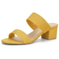 thumbnail image 1 of BLISSFUL STEP Women's Dual Straps Mid Chunky Heel Slide Sandals, 1 of 7
