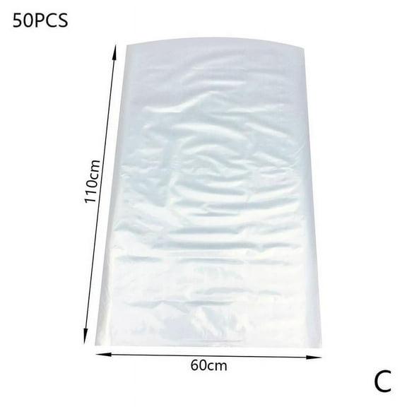 50pcs Plastic Clothes Dust Cover Coat Waterproof And Dry Cleaning Bag Dustproof Disposable Shop Hanging Clothes