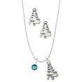 thumbnail image 1 of Delight Jewelry Crystal Teal Channel Drop Silver tone Zig Zag Christmas Tree Charm Necklace and Stud Earrings, 1 of 4