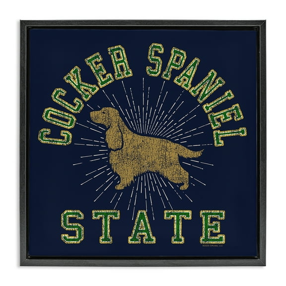 Stupell Industries Cocker Spaniel State Novelty & Humor Painting Black Floater Framed Canvas Art Print Wall Art, 18 x 18
