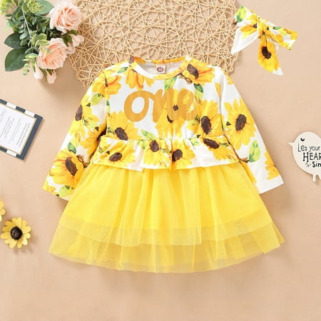 

Leutsin Newborn Baby Girls Long Sleeve Floral Ruffle Princess Bubble Tulle Skirt Dress